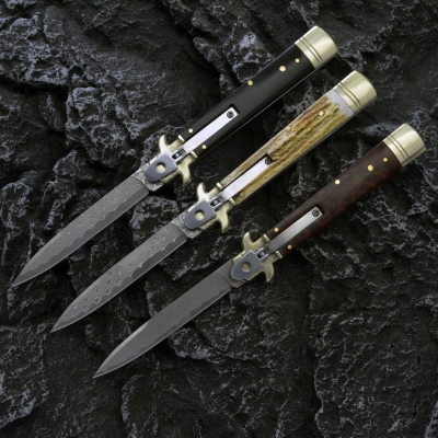 意大利Akc 古典跳刀 （鹿角225 牛角165  蛇纹木170）